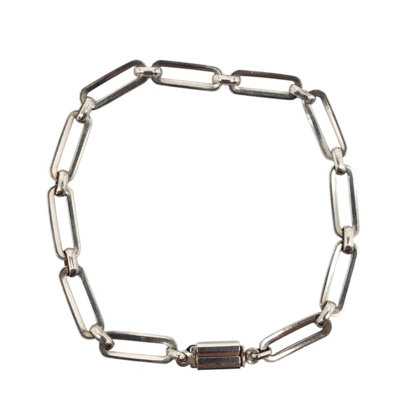 Mexico Sterling Silver Paper Clip Link Bracelet #21200 - Picture 4 of 10